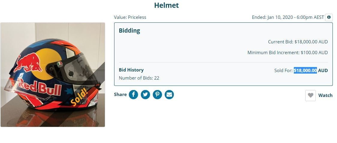 Bantu Korban Kebakaran Hutan Di Australia, Helm Jack Miller Terjual Seharga 170 Juta